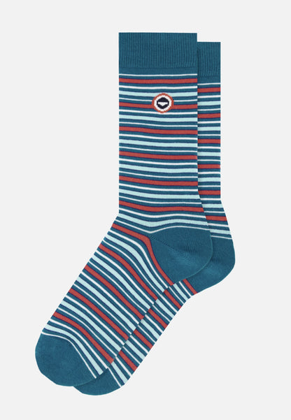 Chaussettes mi-hautes rose à rayures matelas - Lucas Rayure Matelas Rose Cerise