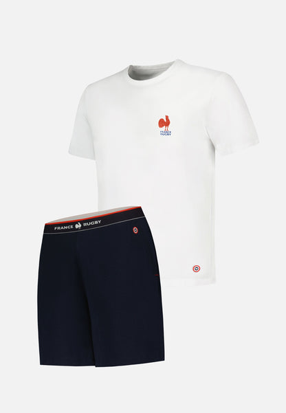 Ensemble pyjama haut et short bleu marine XV De France - Pyjama Haut Manches Courtes Formidable Et Bas De Pyjama Court Zouzou Marine XV De France