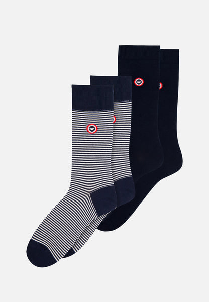Lot de 2 chaussettes mi-hautes - Chaussettes Bleu Marine Marinière