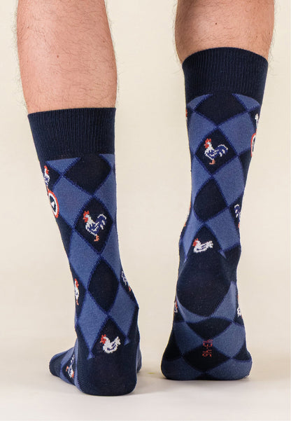 Lot de 3 chaussettes mi-hautes - Chaussettes Losanges Coq Acier Marine