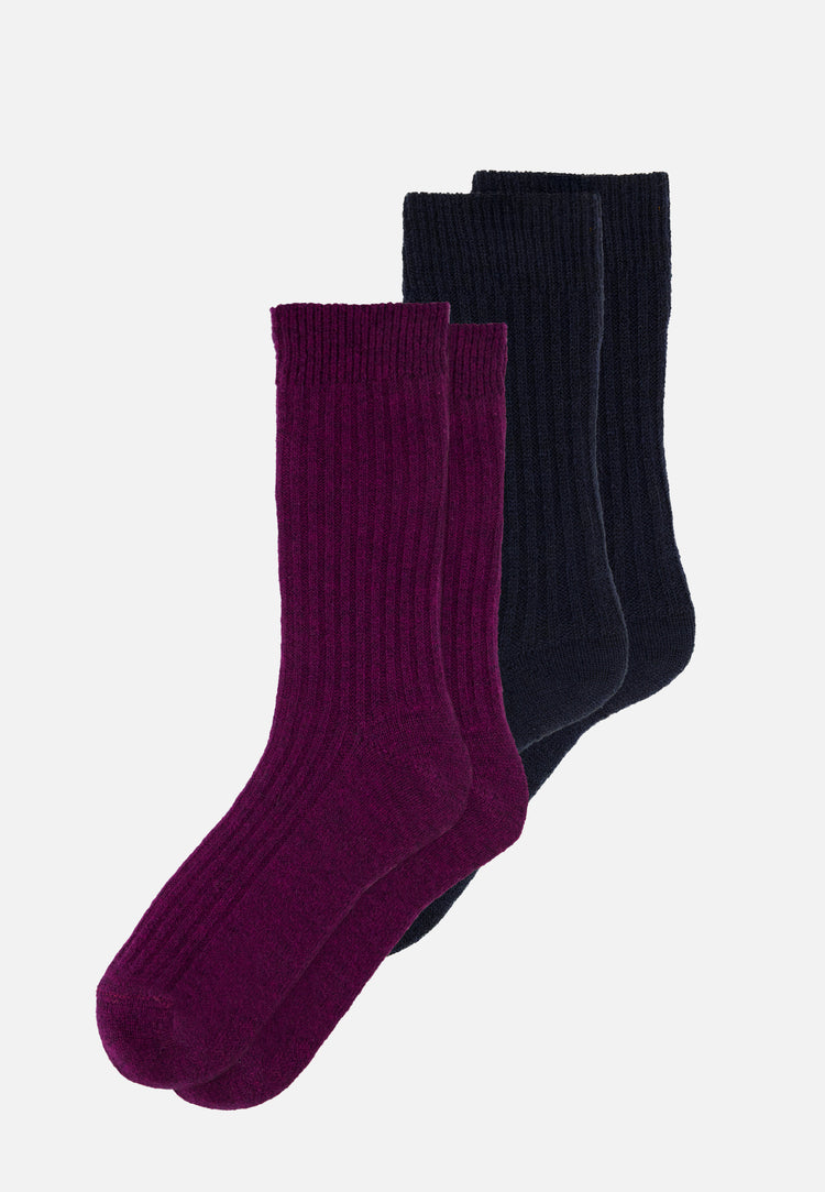 Lot de 2 chaussettes mi-hautes en mohair - Chaussettes Marine Prune - Le Slip Français - 1