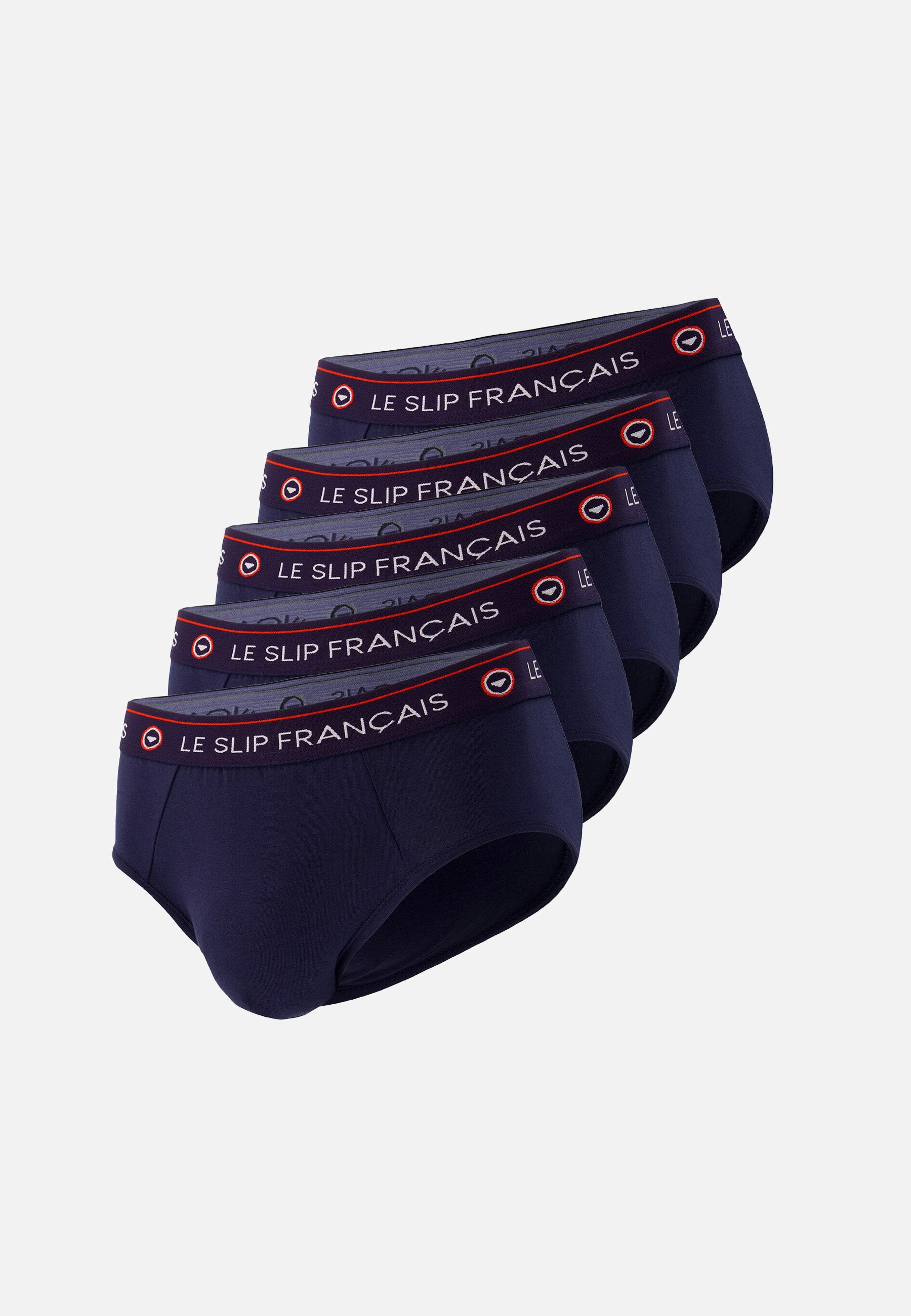 Lot de 5 slips bleu marine en coton - Slips Bleu Marine