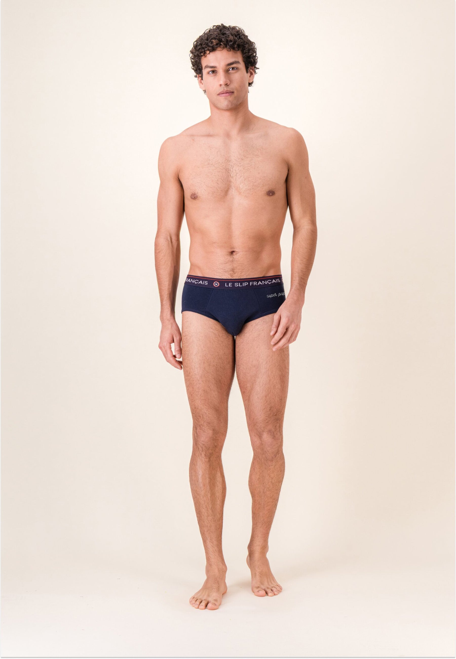 Slip bleu marine en coton - Intrépide Marine Brodé Super Papa