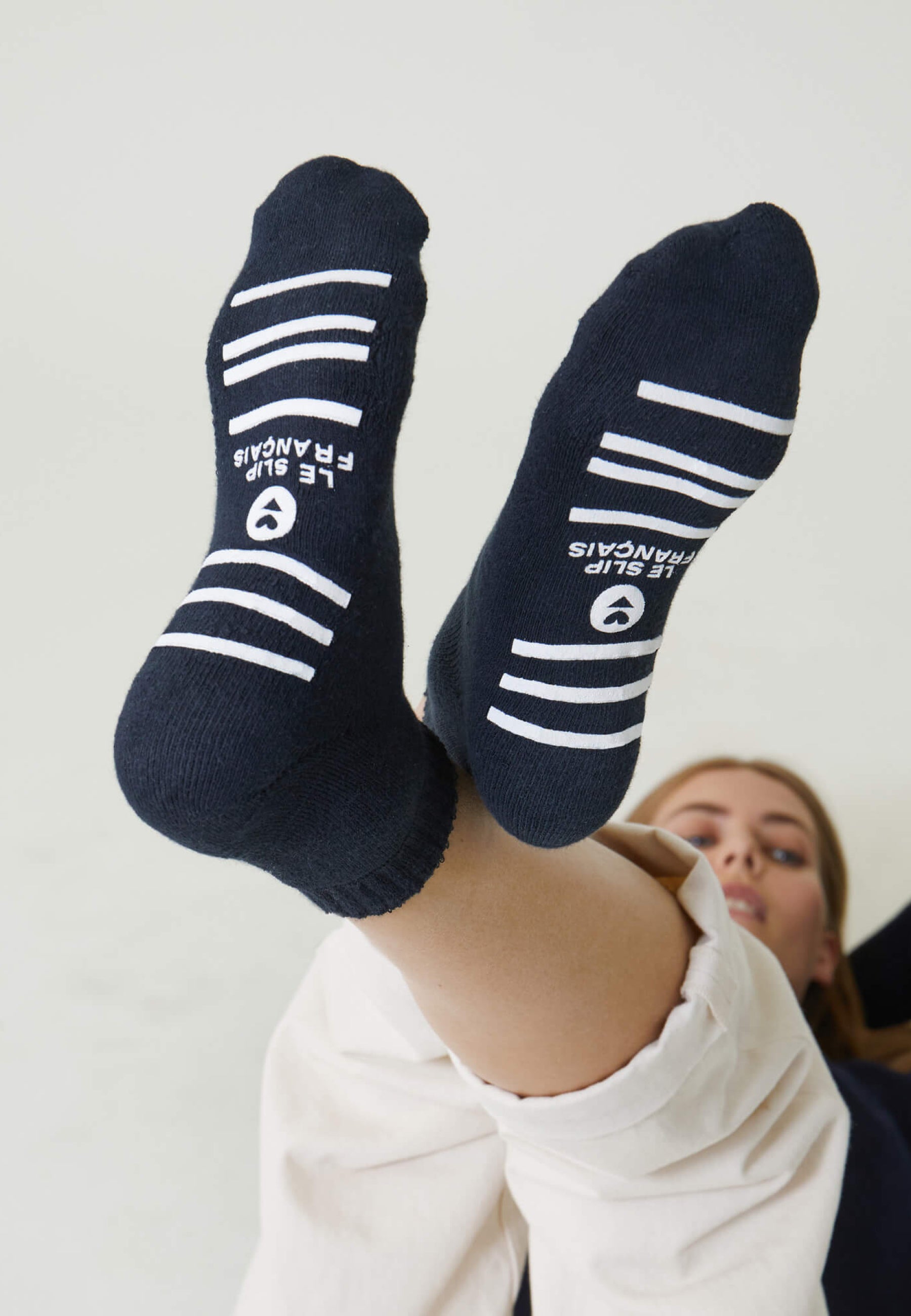 Chaussettes courtes à semelle anti-dérapante - Chaussonou Marine