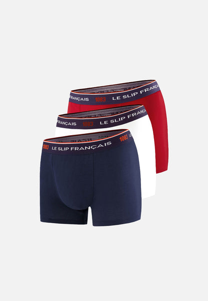 Lot de 3 boxers en coton bio - Boxers Marine Blanc Rouge - Collab 1083