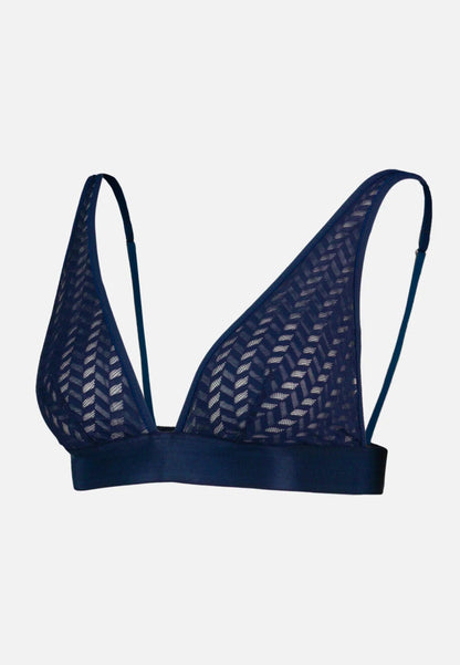 Soutien-gorge triangle sans armature bleu marine en dentelle - Agathe Marine