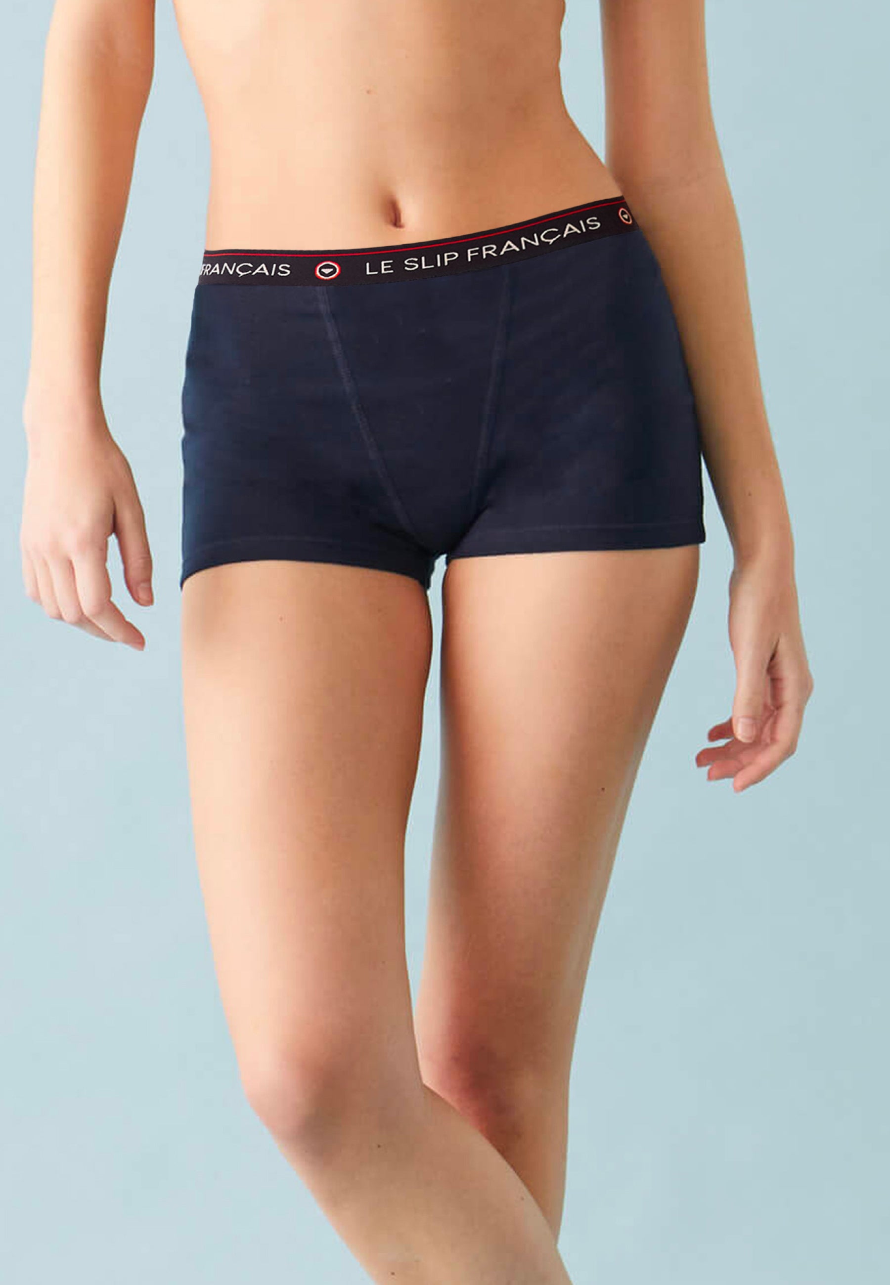 Lot de 2 culottes boxers femme en coton - Culottes Boxers Marine
