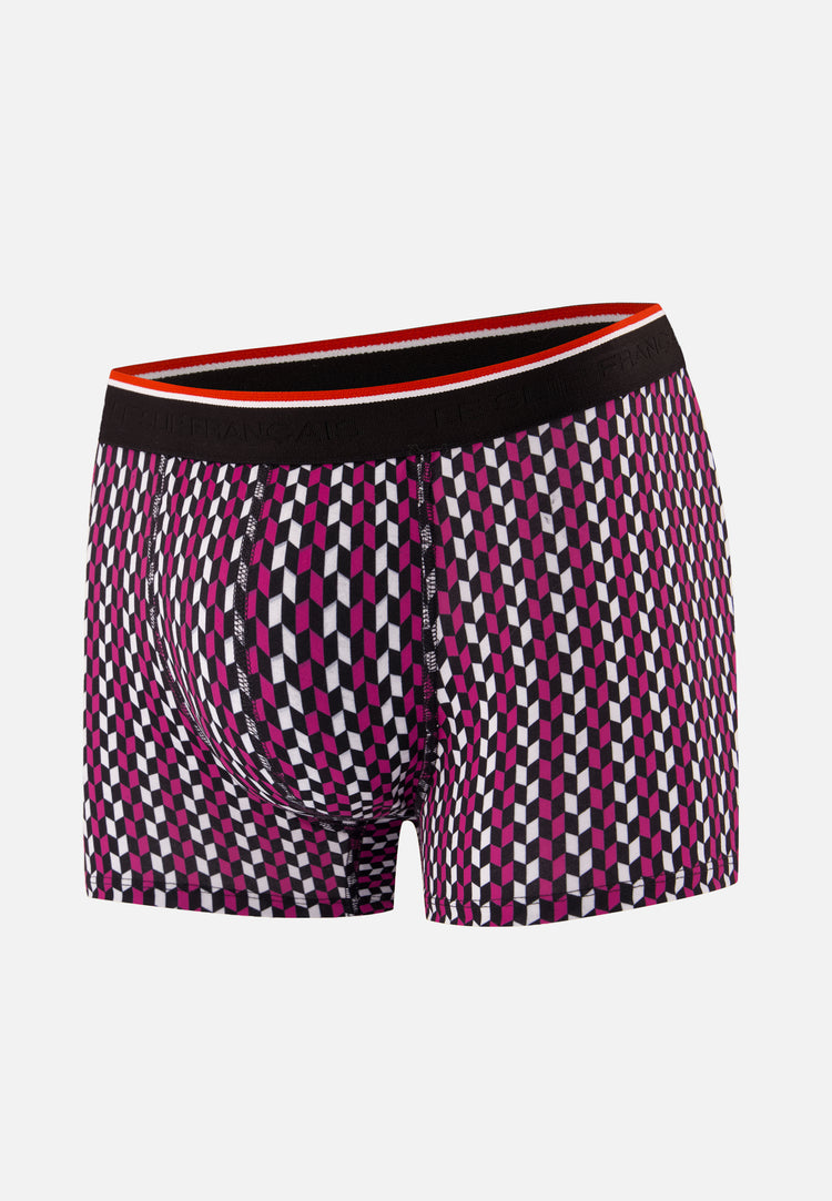 Boxer fuchsia à motif fléchettes en coton - Marius Flechette Fuchsia - Le Slip Français - 1