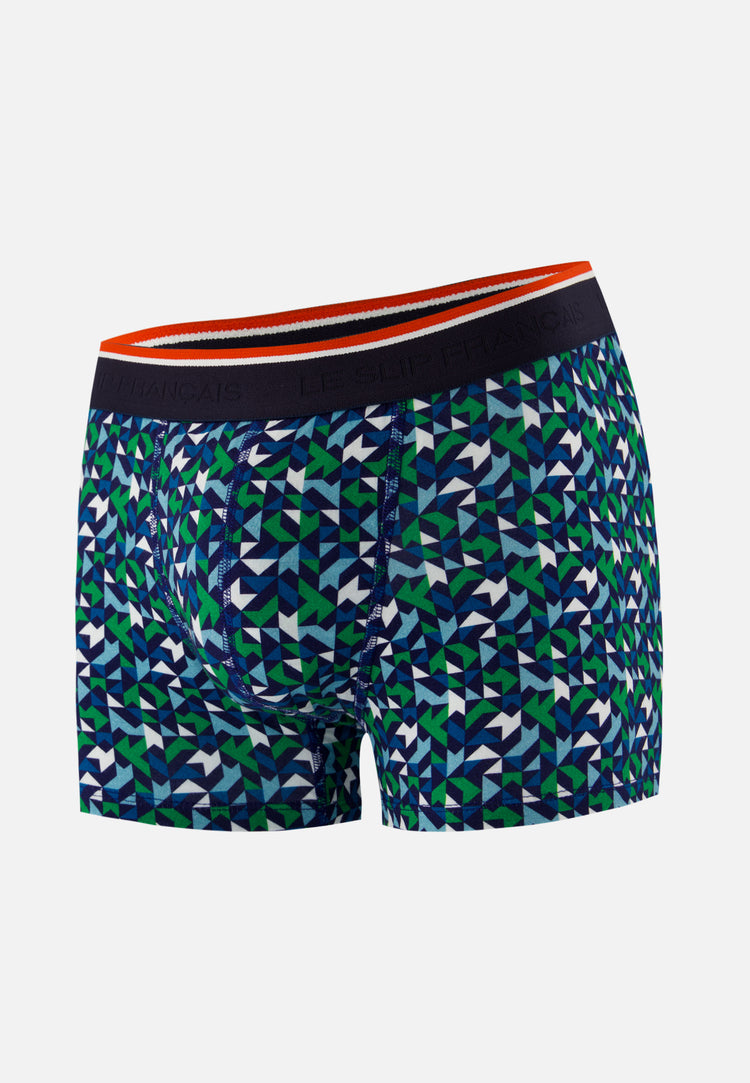 Boxer à mosaïque indigo en coton - Marius Mosaïque Indigo - Le Slip Français - 1