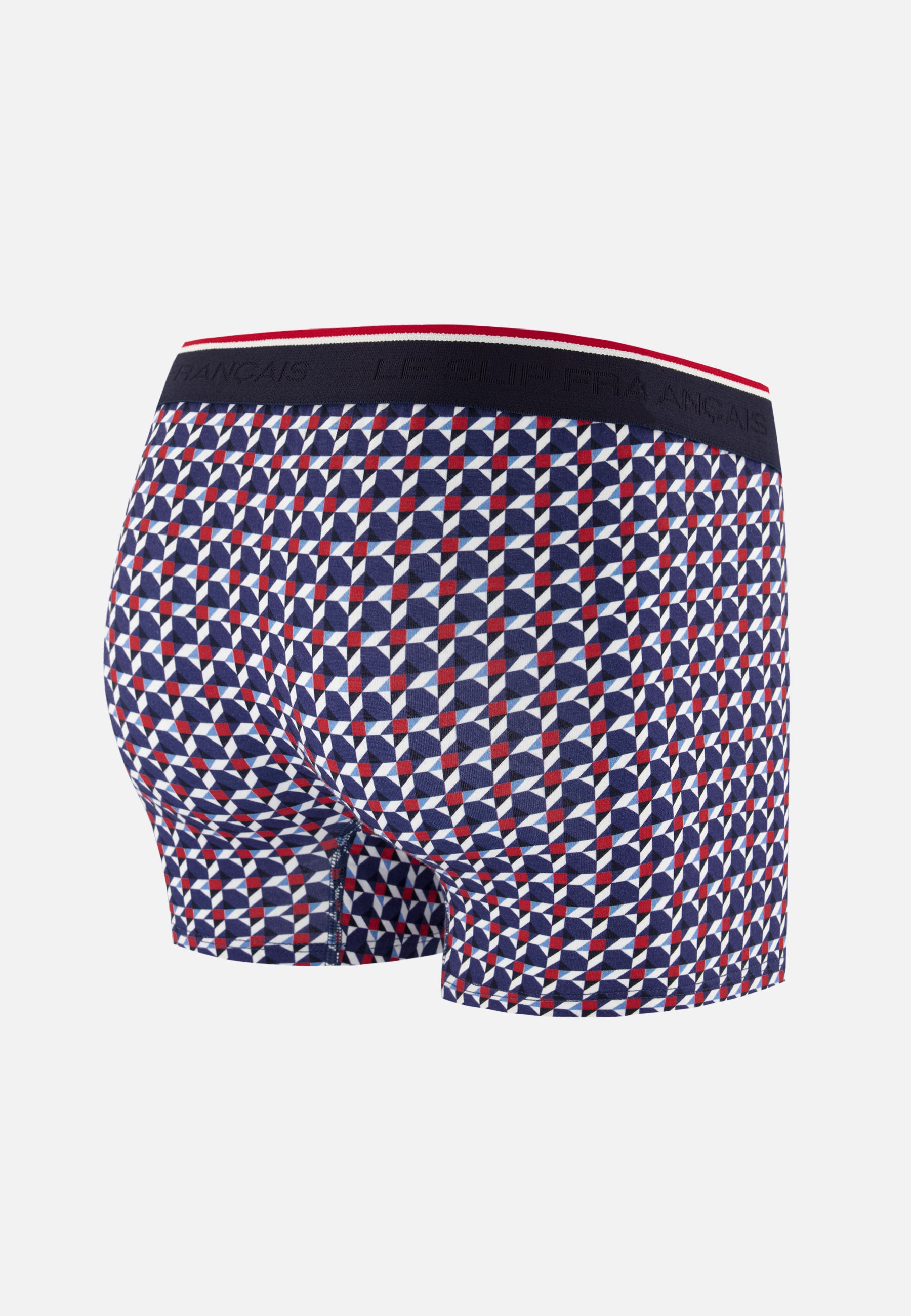 Boxer à motif puzzle bleu acier en coton - Marius Puzzle Bleu Acier