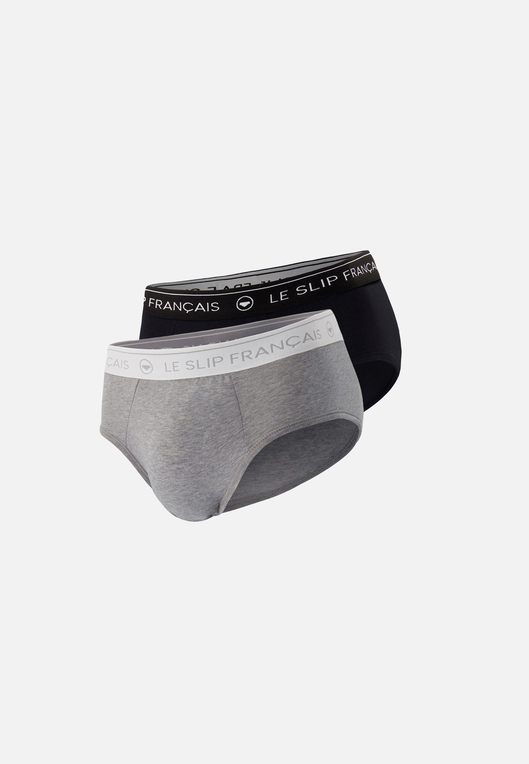 Lot de 2 slips noir et gris en coton - Slips Gris Noir