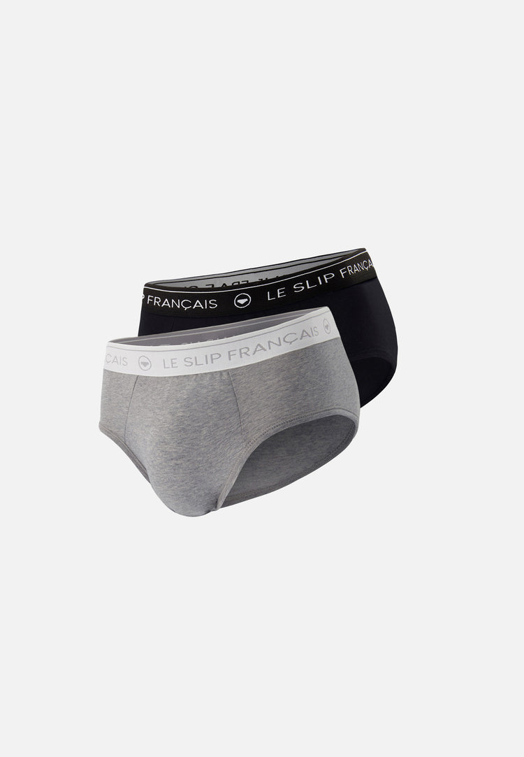 Black and Gray Intrepid Brief Duo Pack  - Le Slip Français - 1