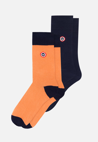 Lot de 2 chaussettes Marine Orange - Chaussettes Marine Talon Pointe Orange Marine