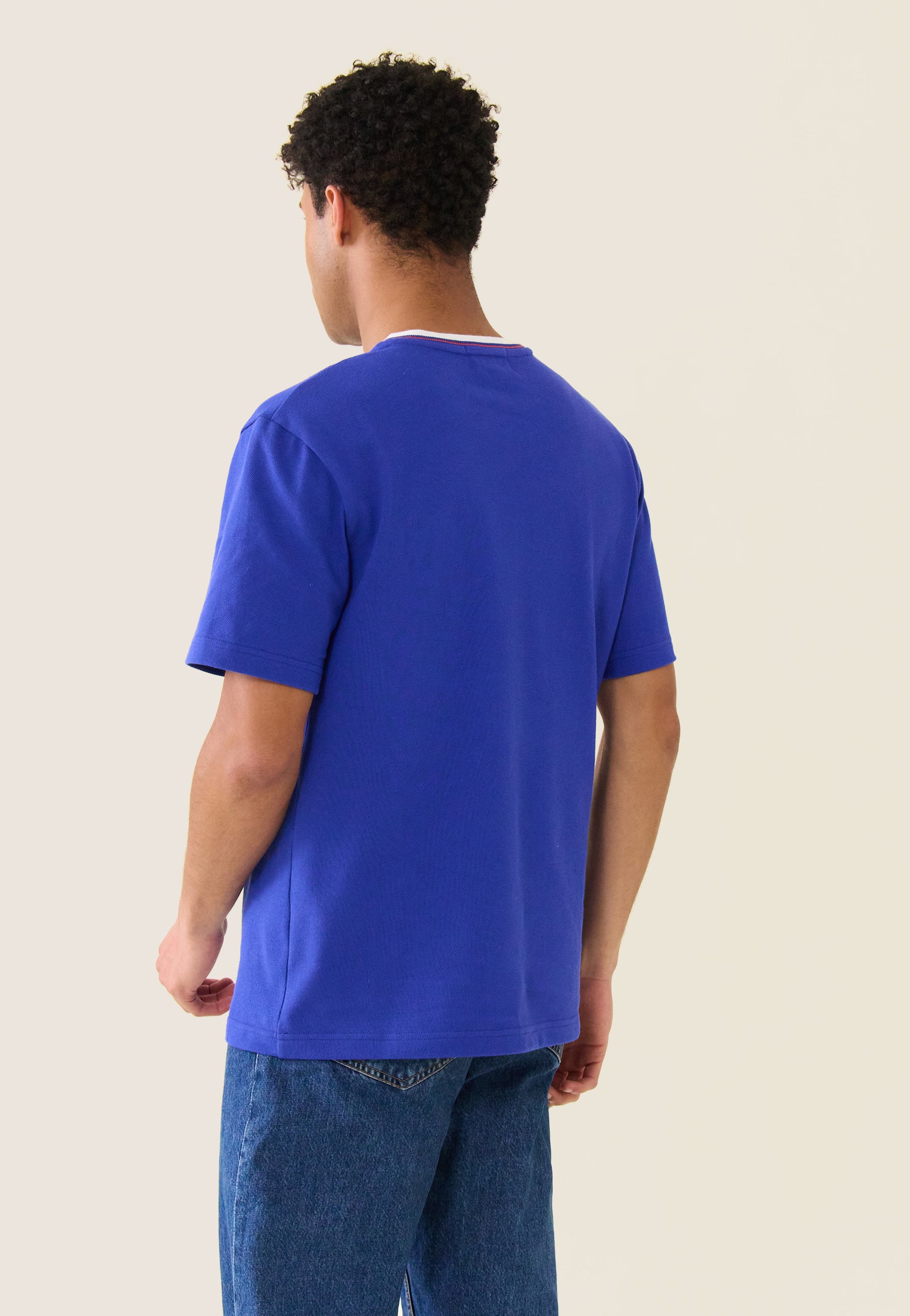 T-shirt en piqué en coton - Noa Bleu Éblouissant