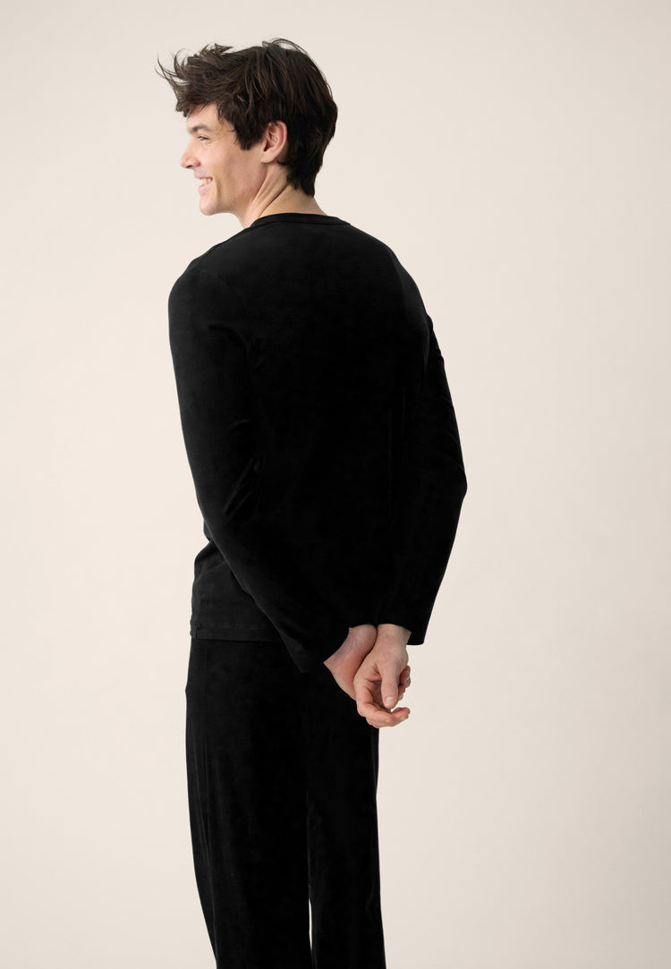 Ensemble pyjama haut et pantalon noir en coton - Pyjama haut manches longues superbe Noir et bas de pyjama long indomptable Noir - Le Slip Français - 3