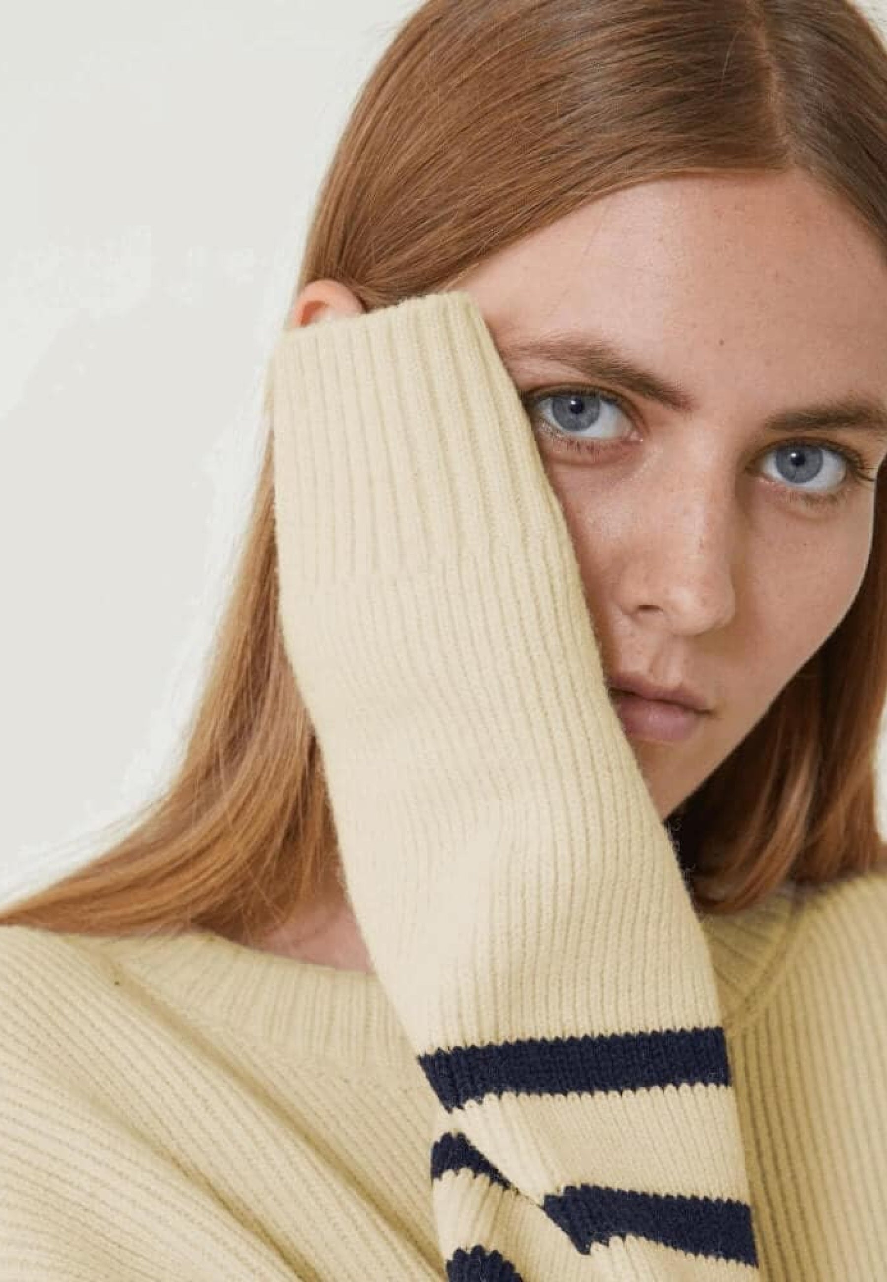 Pull mixte en laine française - Lude Marinière Ecru Marine