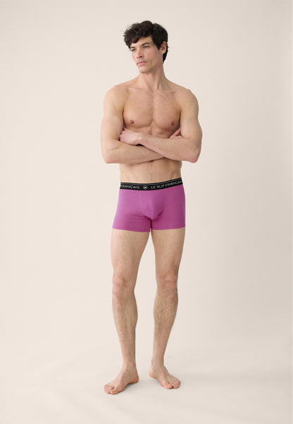 Lot de 7 boxers en coton - Boxers Prune Fuchsia Blanc Noir Gris Chiné Fléchette Fuchsia Gavotte Prune