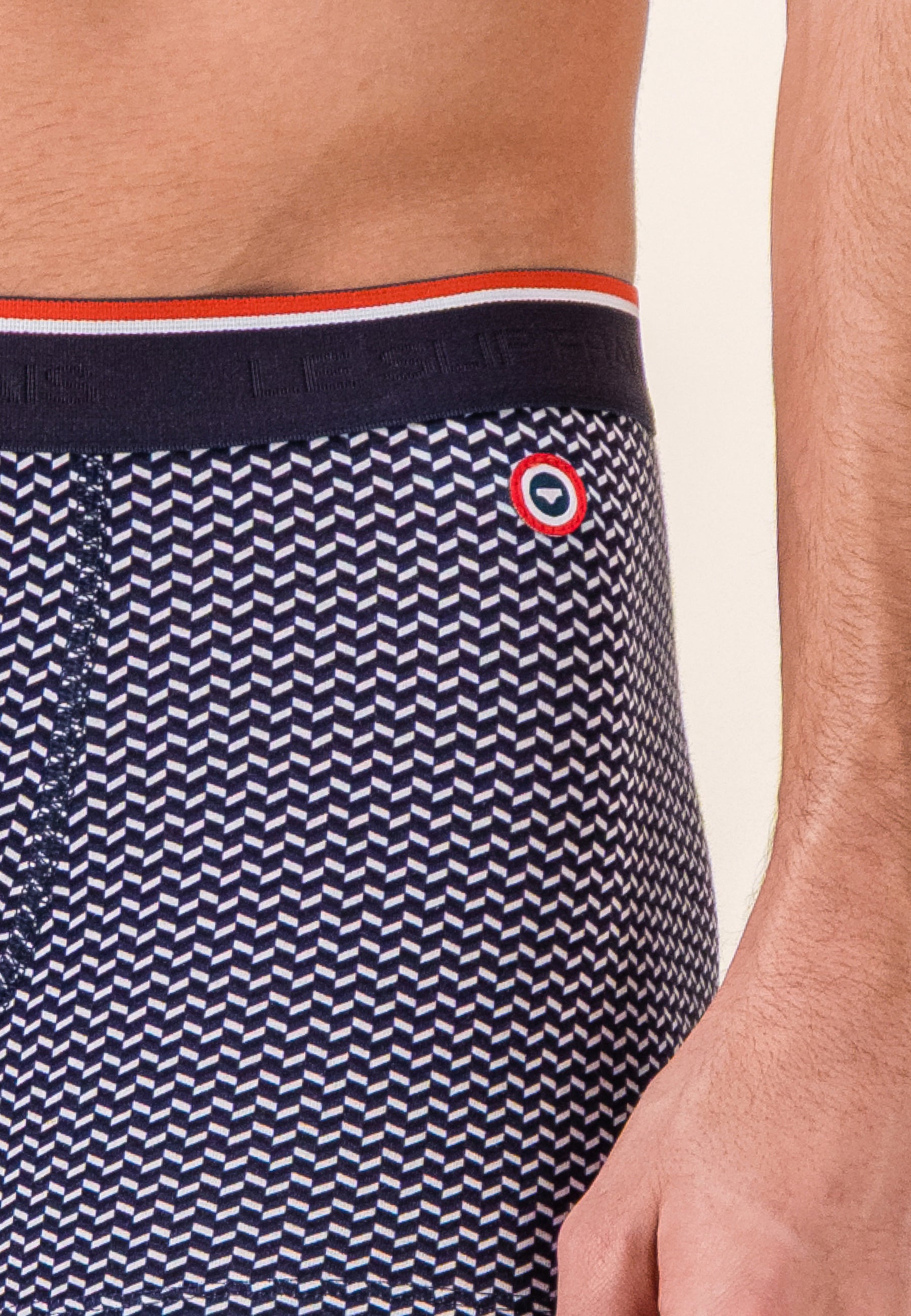 Blue striped cotton boxer shorts - Marius Chevron