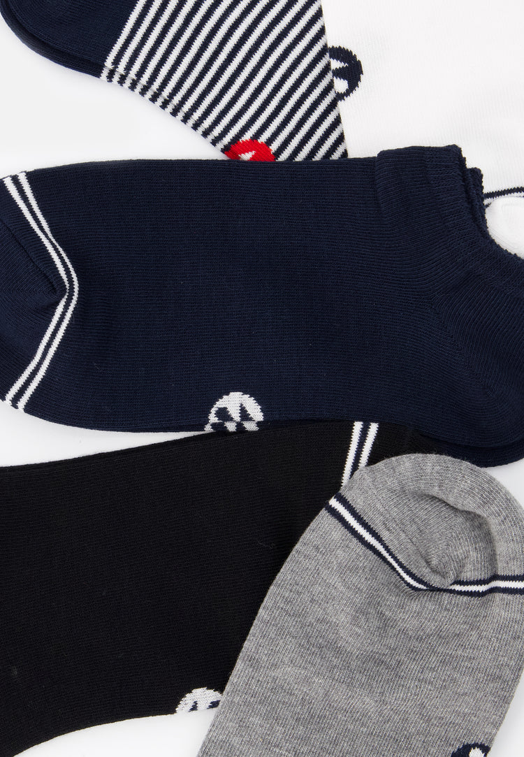 Pack Cinquo Socquettes Jo Marine Gris Chiné Blanc Noir - Le Slip Français - 2