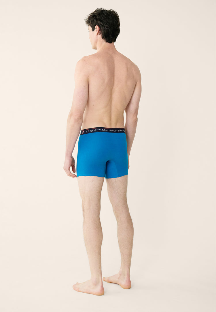 Long turquoise blue cotton boxer shorts - Redoutable Long Turquoise Blue - Le Slip Français - 3