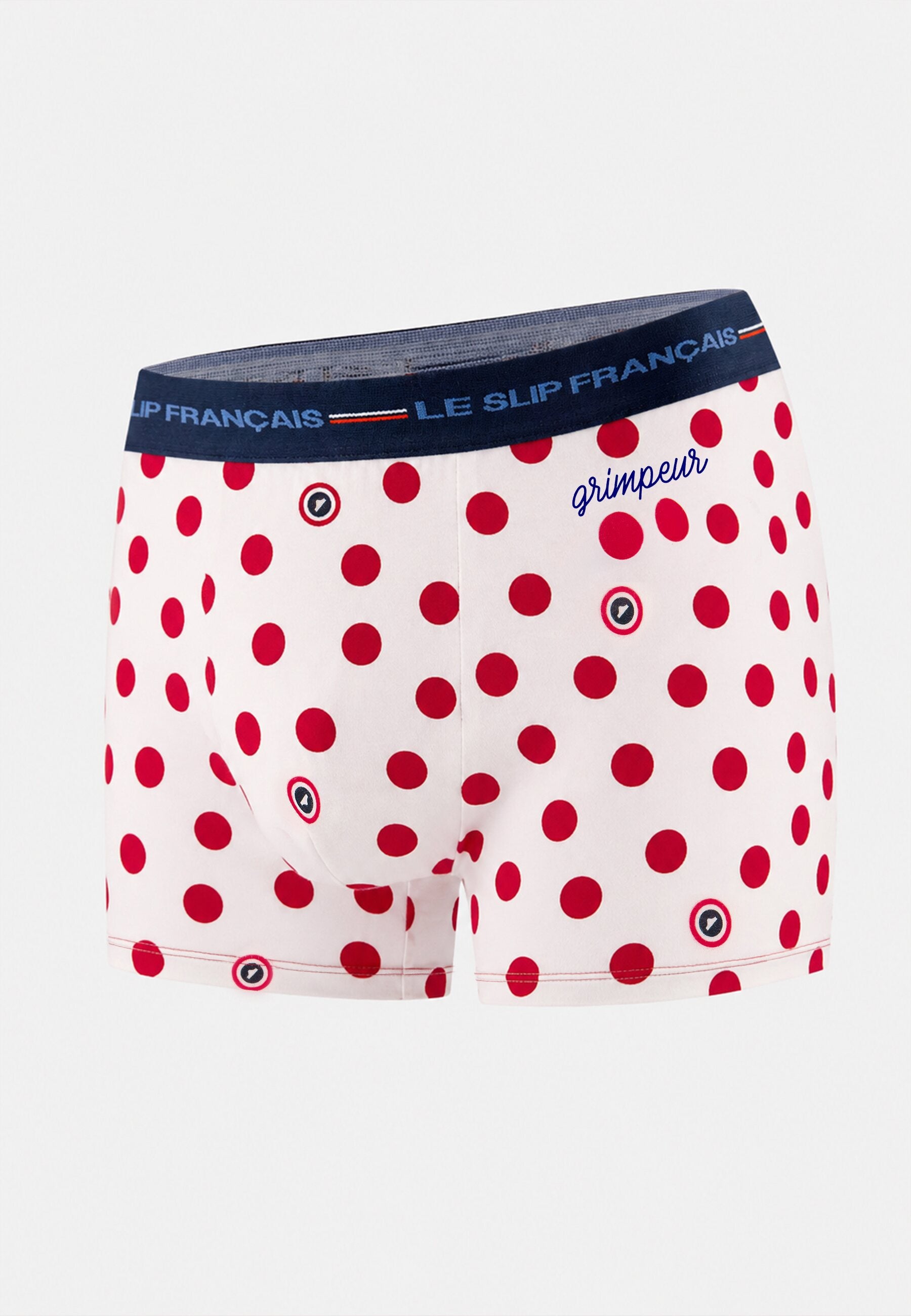 Boxer Blanc à pois rouges en coton - Redoutable Blanc À Pois Rouges Imprimé Grimpeur