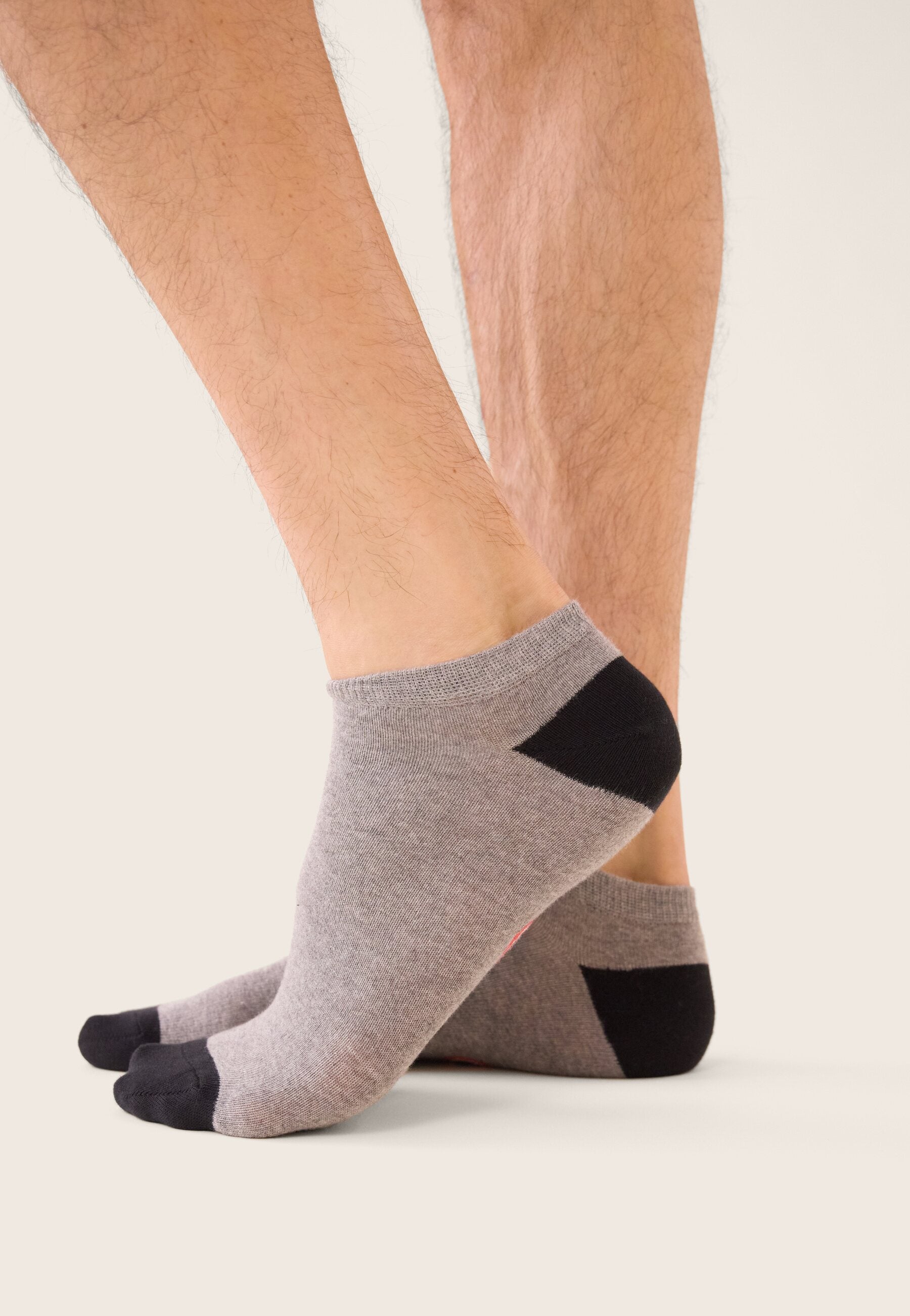 Lot de 2 socquettes en coton - Chaussettes Gris Anthracite Noir