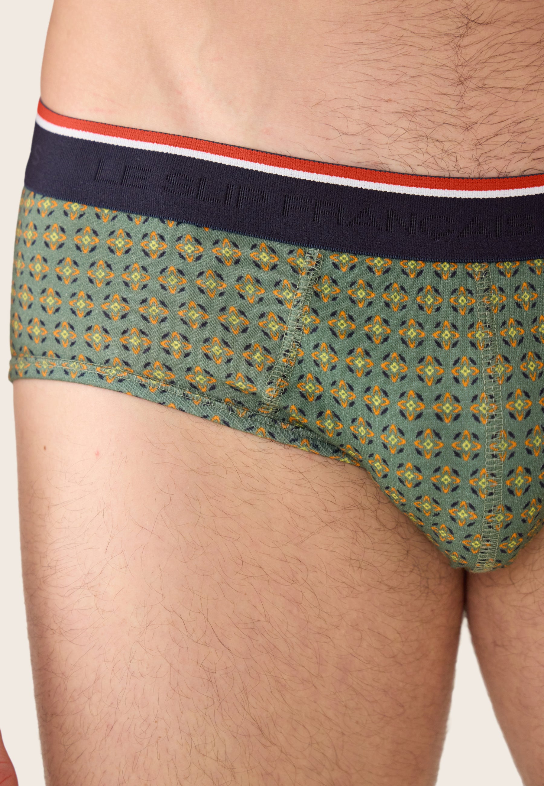 Pack of 2 cotton briefs - Khaki Veronese Navy Ornament Briefs