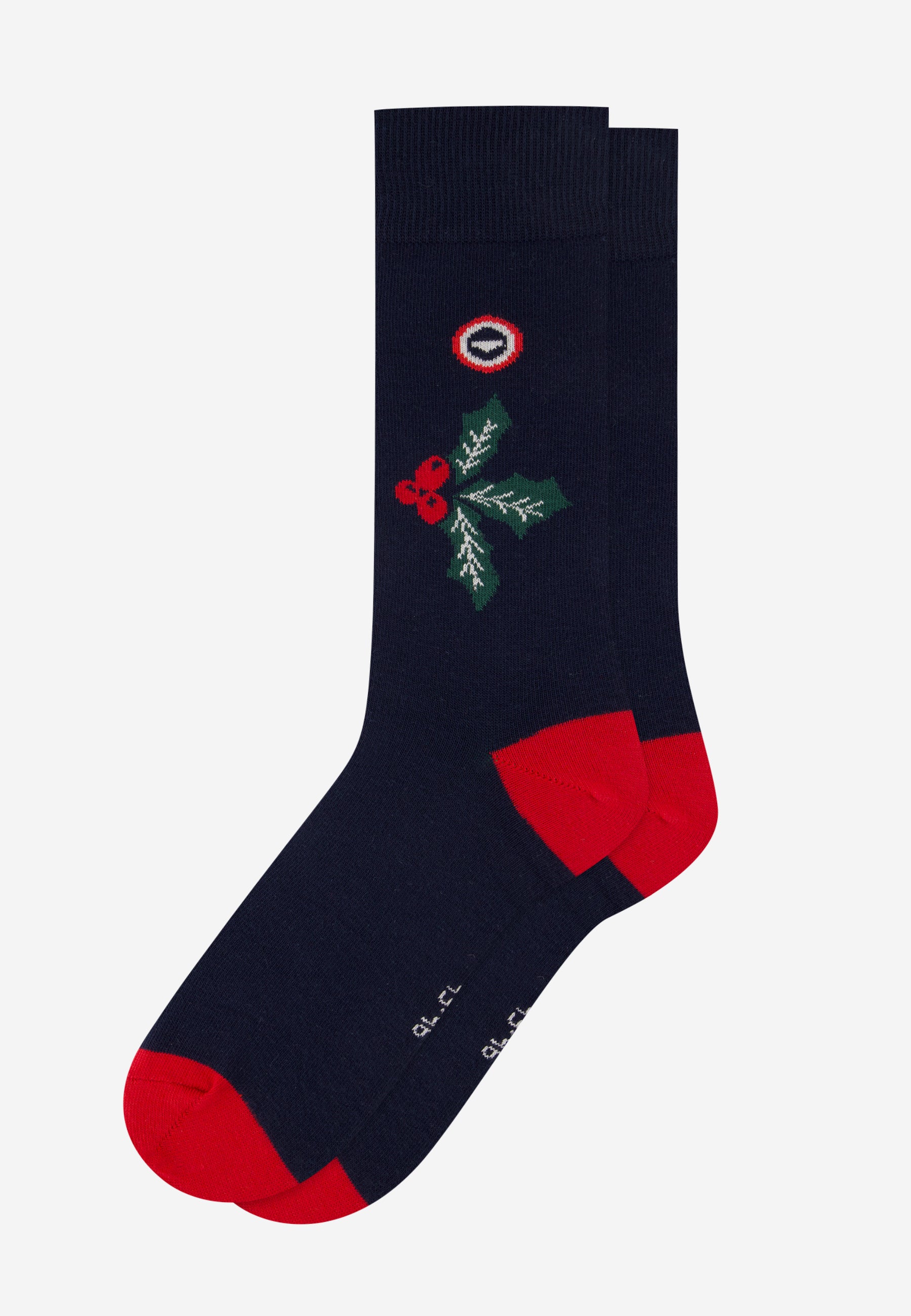 Chaussettes mi-hautes bleu marine houx fantaisie - Lucas Houx Marine