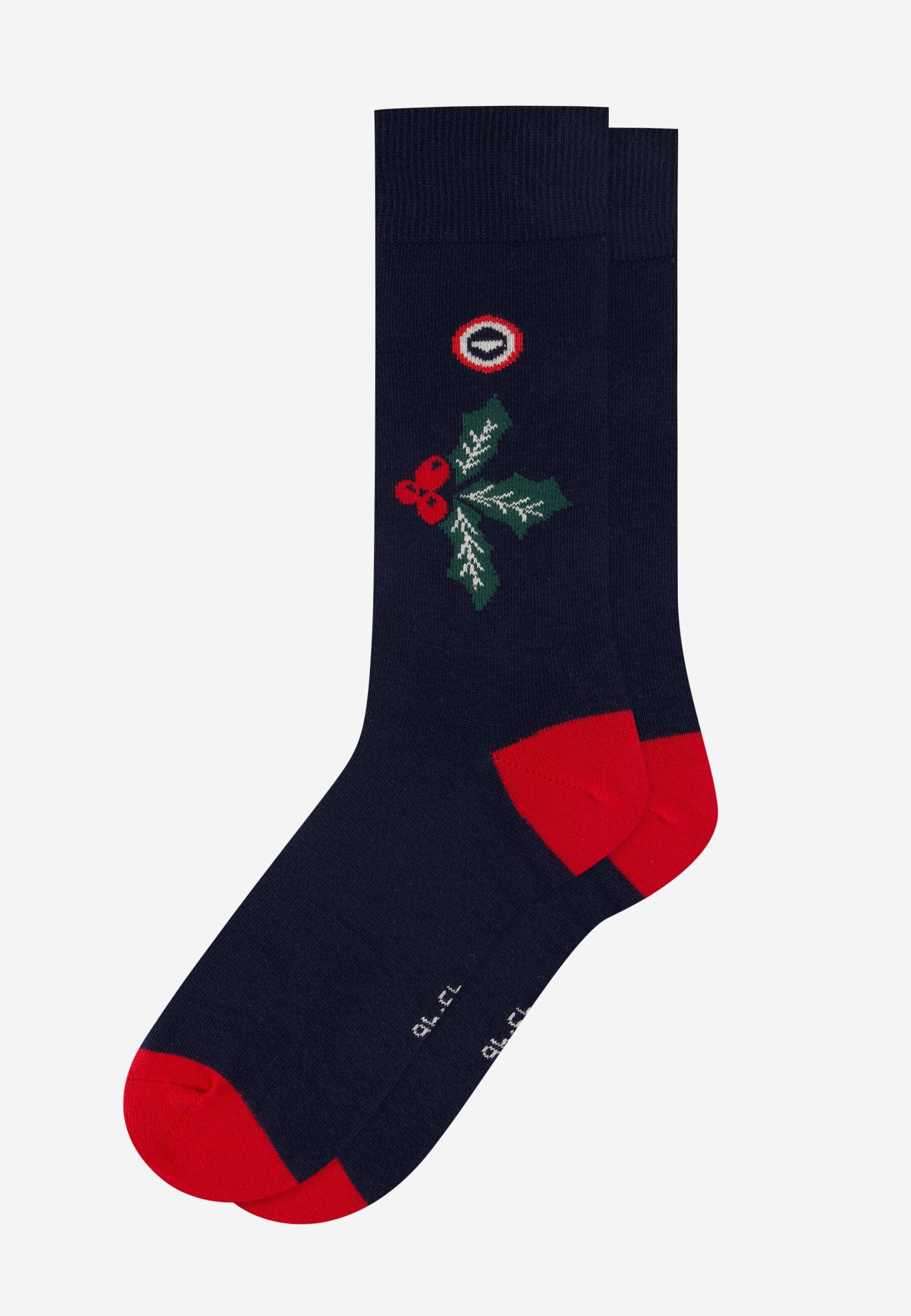 Chaussettes mi-hautes bleu marine houx fantaisie - Lucas Houx Marine