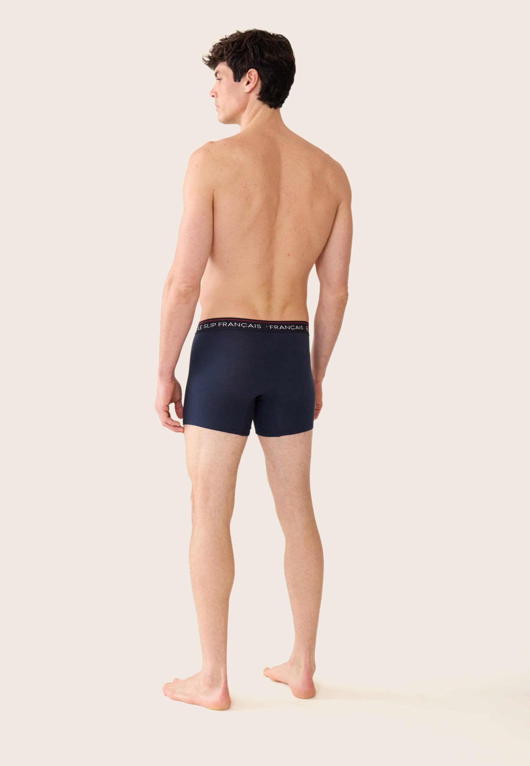 Lot de 2 boxers longs en coton - Boxers Longs Bleu Ciel Chiné Marine