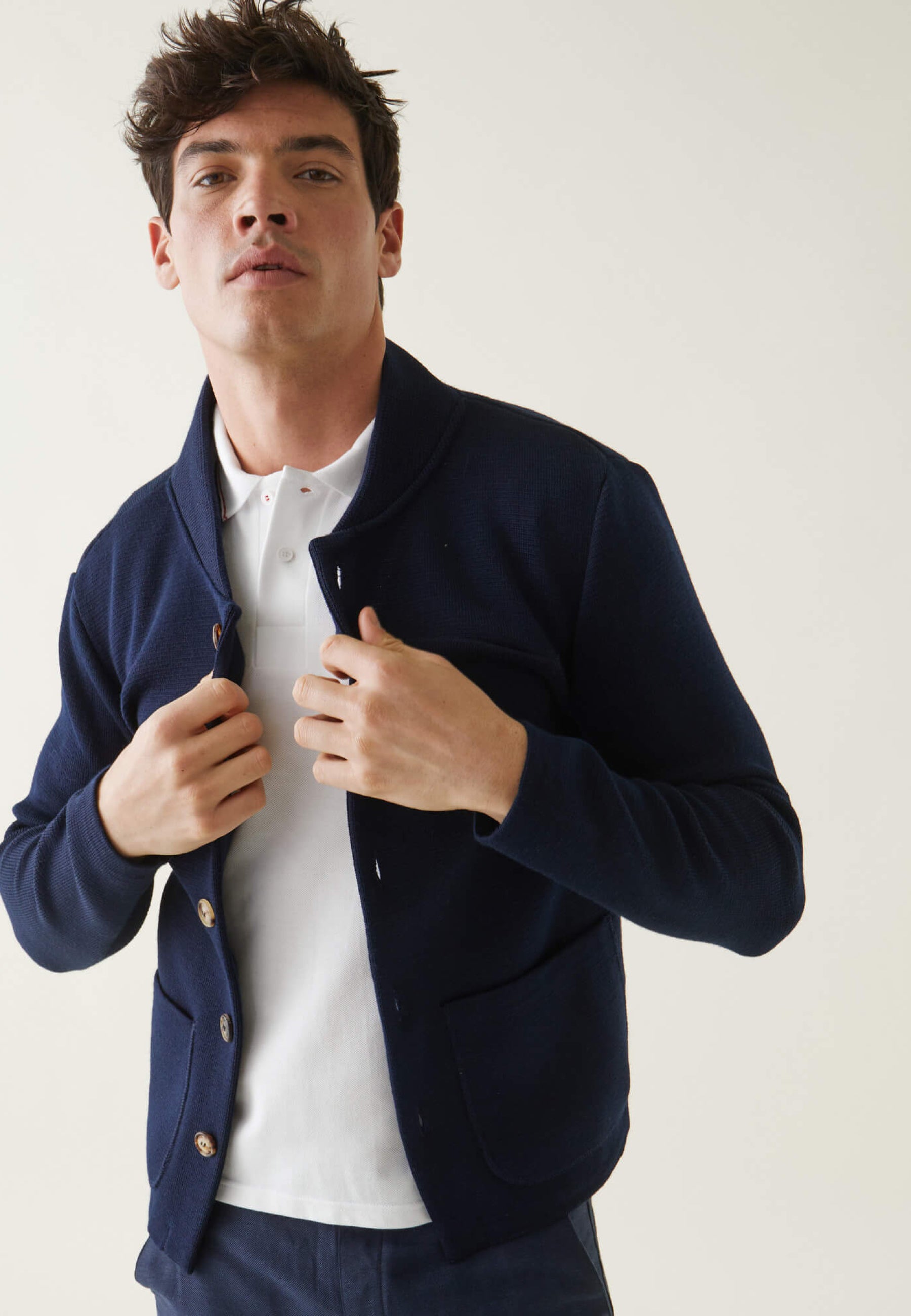 Men's navy blue knitted vest - Eloi Marine