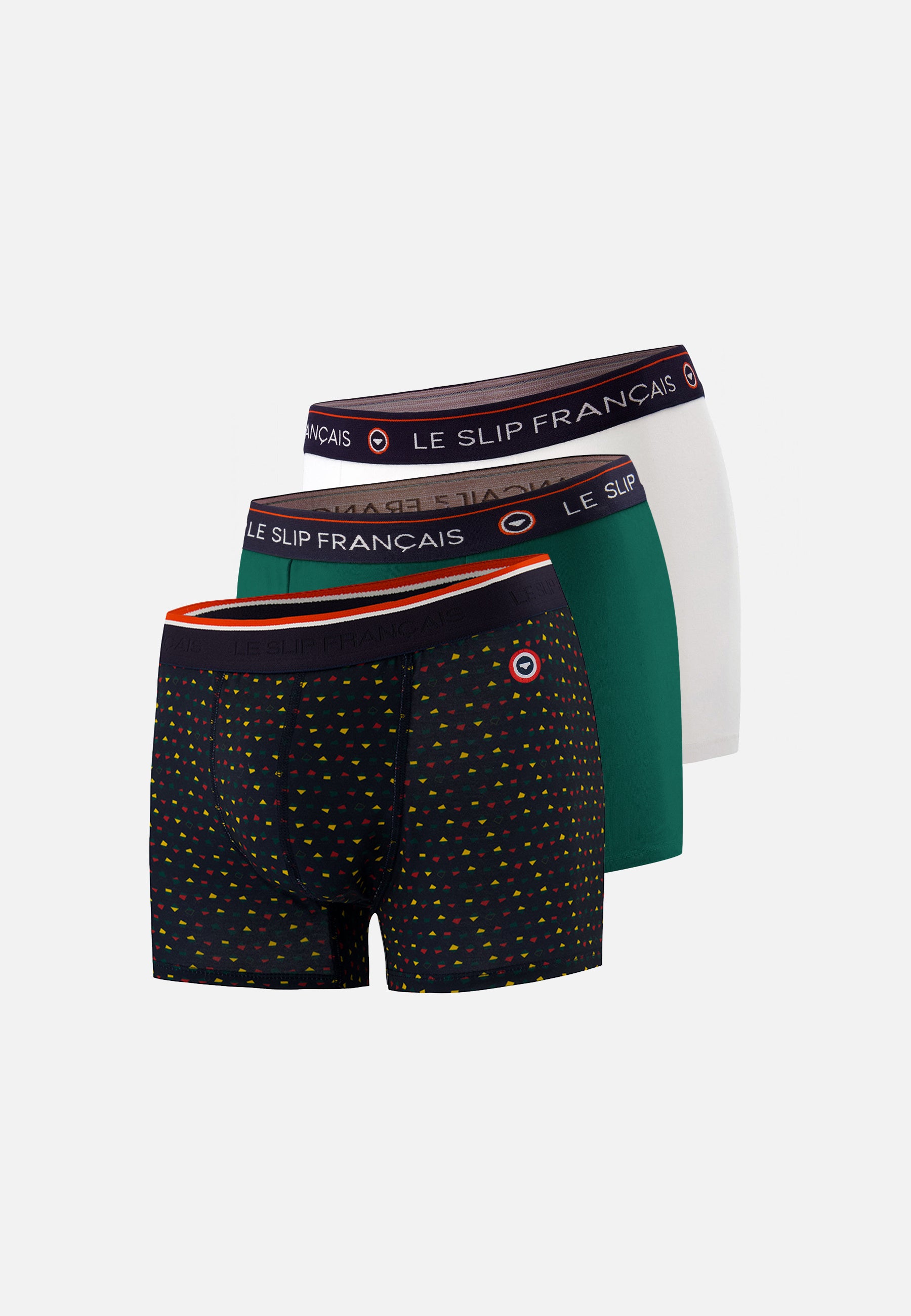 Lot de 3 boxers en coton - Boxers Vert Sapin Blanc