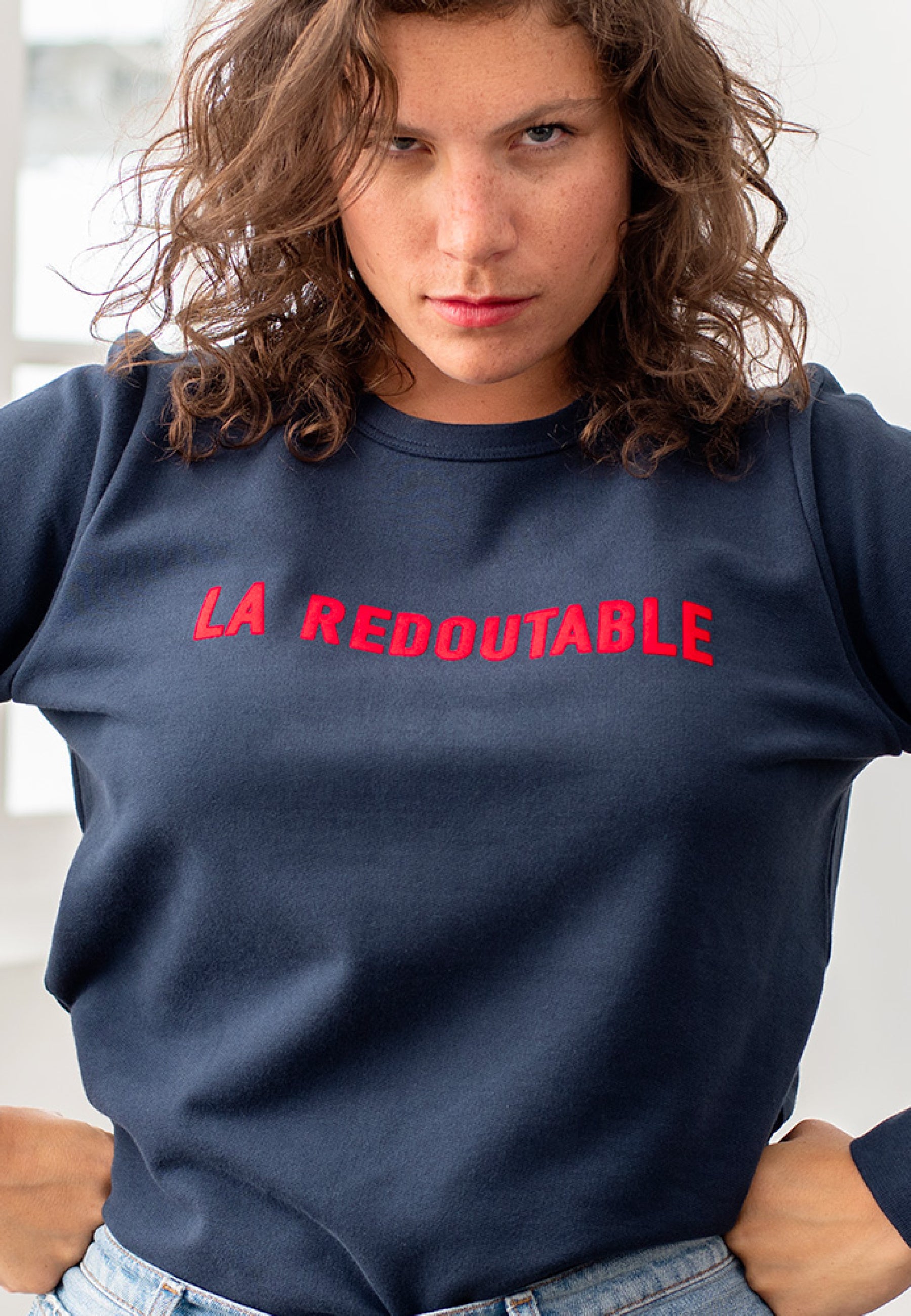 Sweat-shirt floqué en coton - La Cassandre Marine