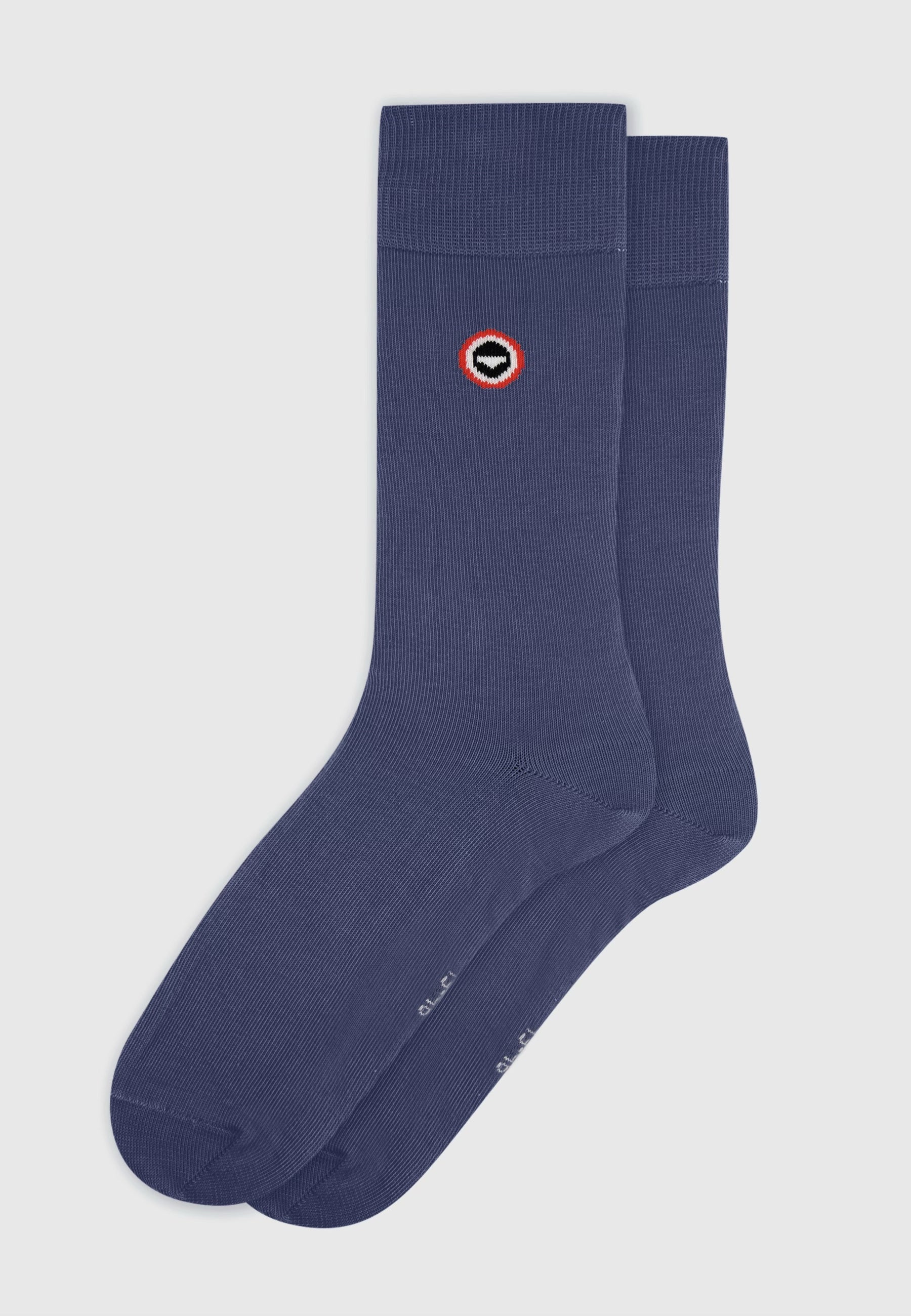 Chaussettes mi-hautes unies bleu acier - Robuste Acier