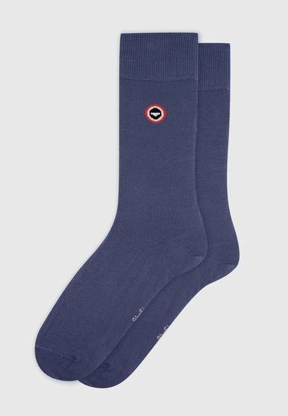 Chaussettes mi-hautes unies bleu acier - Robuste Acier