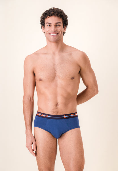 Lot de 3 slips en coton - Slips Bleu Ciel Bleu Acier Rouge Brique
