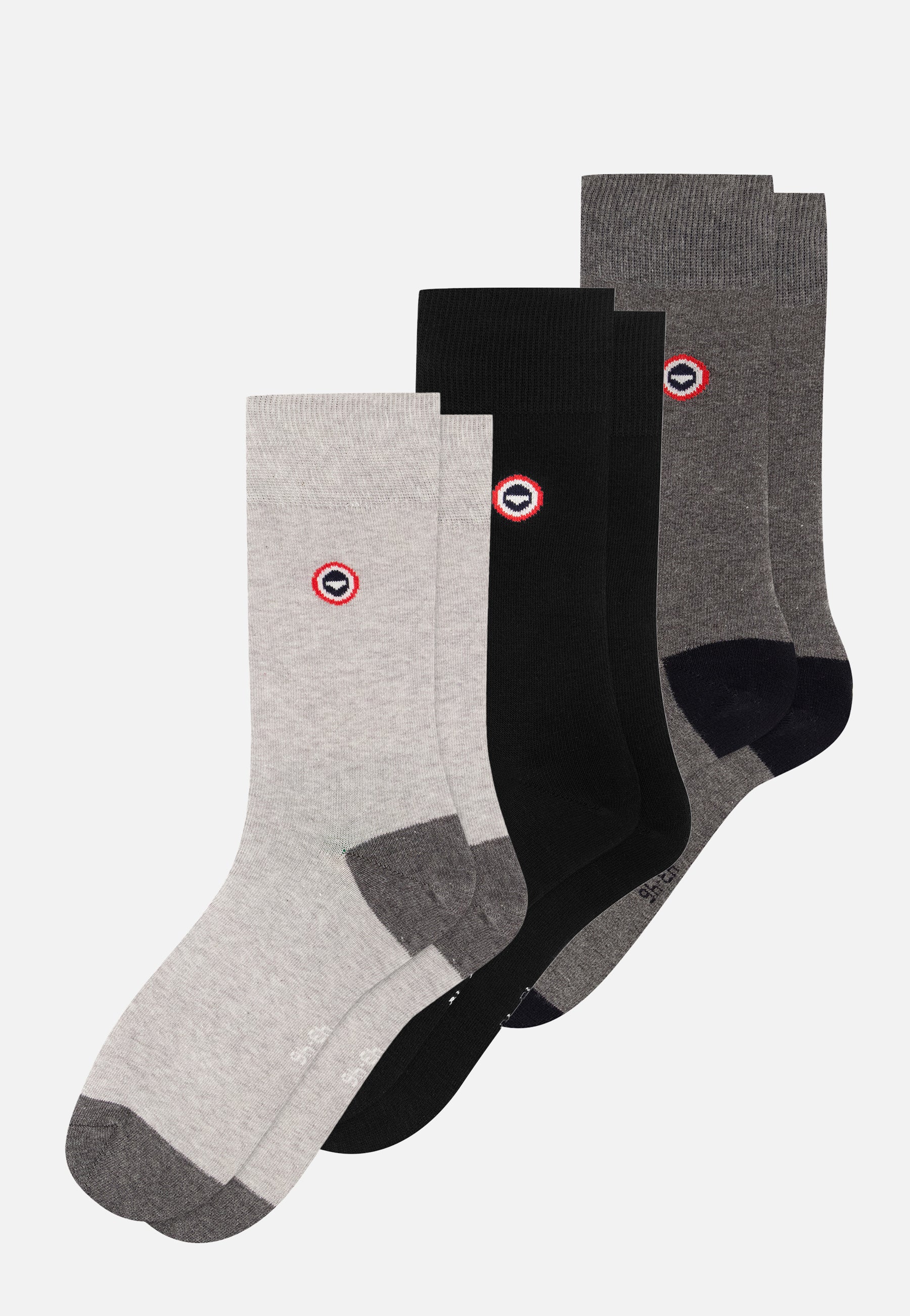Pack of 3 black and gray mid-calf socks - Black Gray Anthracite Gray Socks