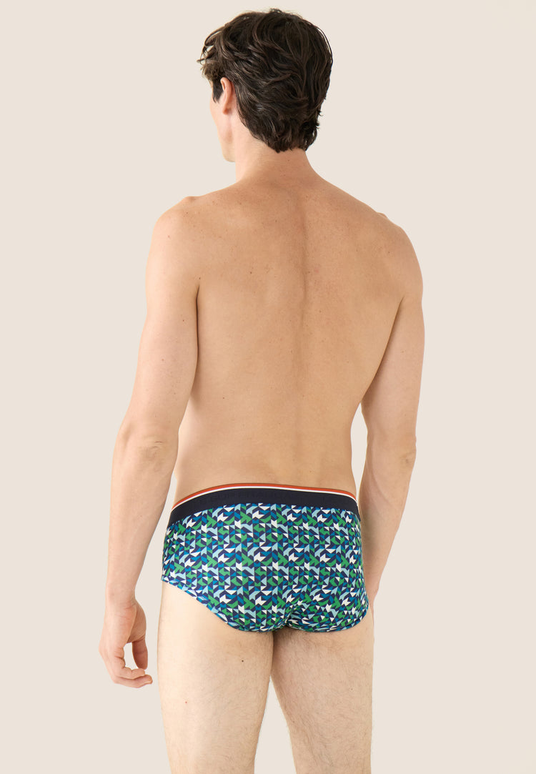 Slip imprimé mosaïque indigo en coton - Terrible Mosaique Indigo - Le Slip Français - 3