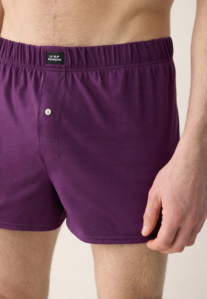 Caleçon prune en jersey de coton - Fredo Prune