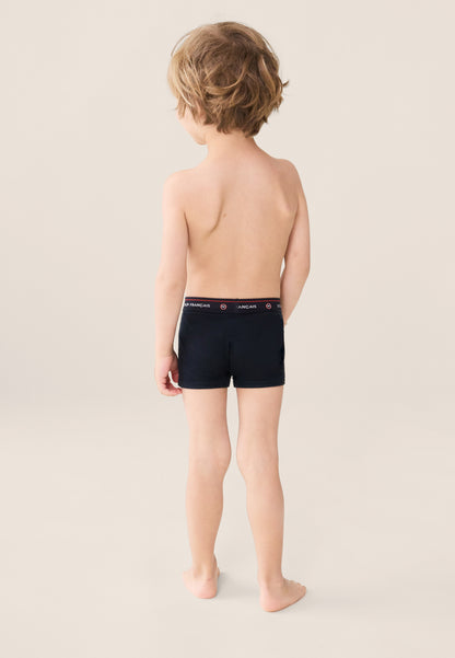 Lot de 3 boxers enfant en coton - Boxers Marine Rayures Coq Acier Bleu Ciel Chiné