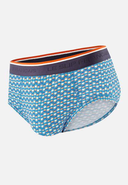 Green cotton briefs with a circle pattern - Terrible Azure Green Circle