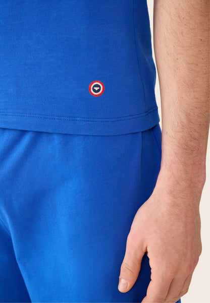 Men's blue cotton tank top - Fulminant Nautical Blue