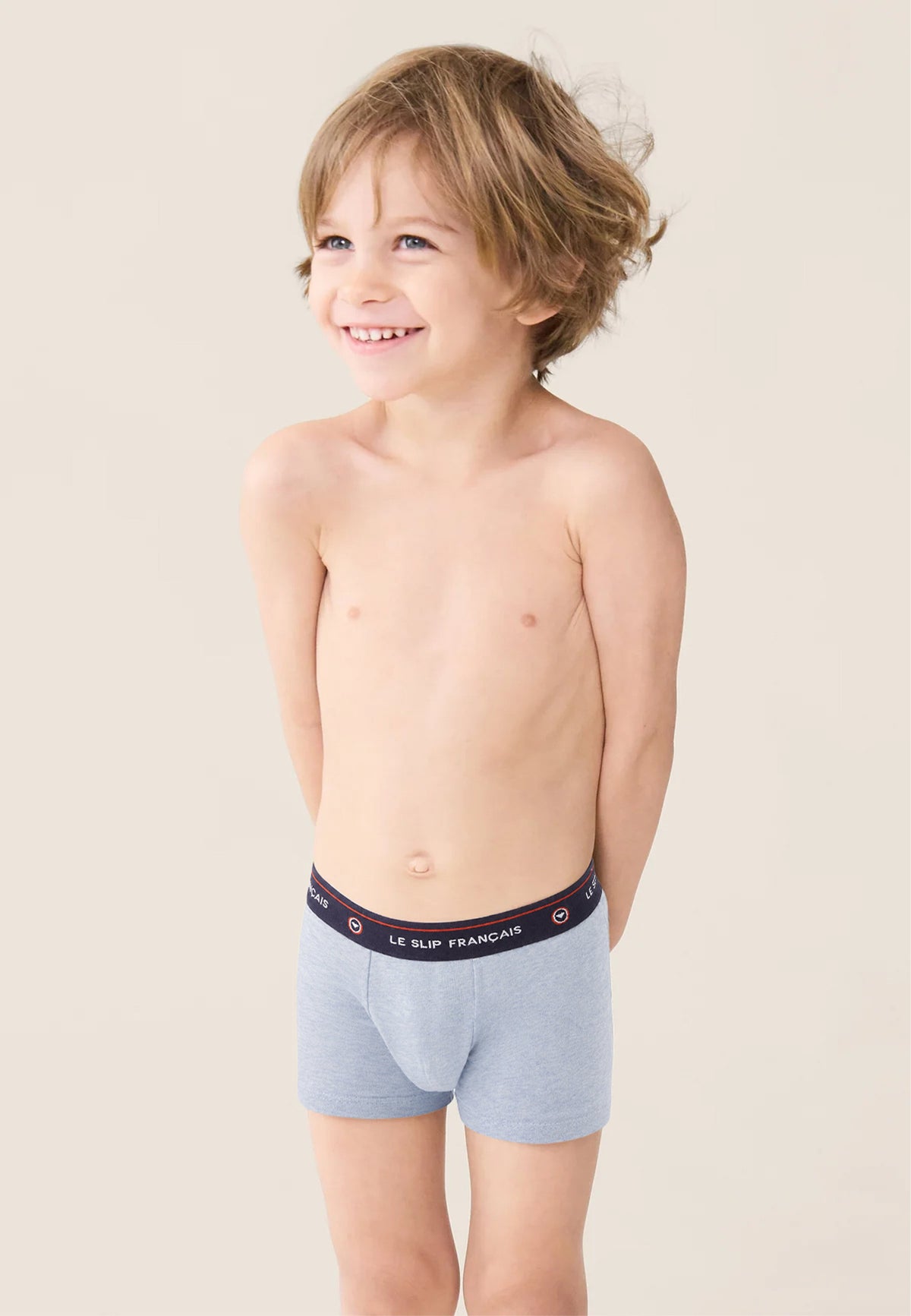 Lot de 3 boxers enfant en coton - Boxers Marine Rayures Coq Acier Bleu Ciel Chiné