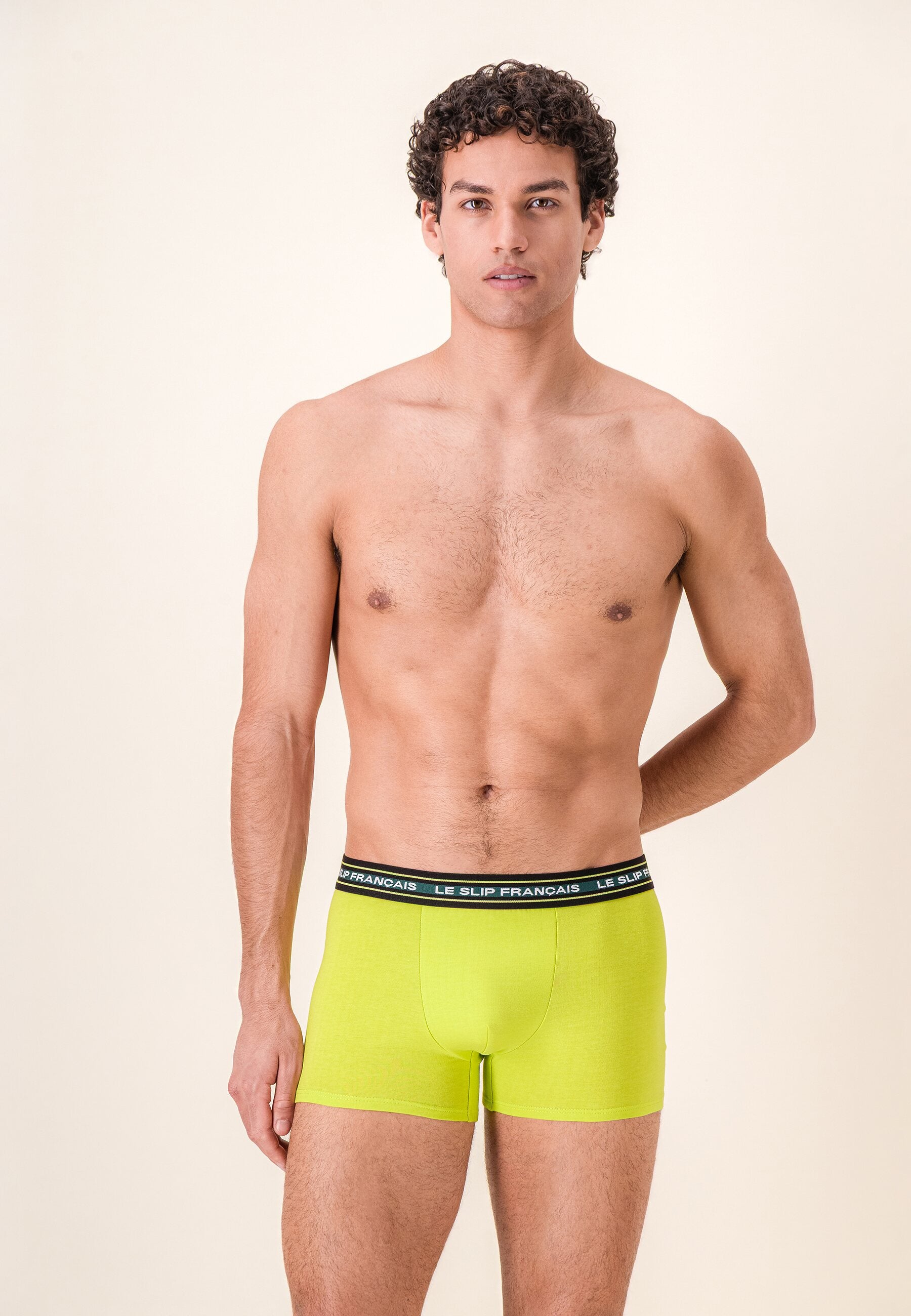 Lot de 3 boxers en coton - Boxers Vert Forêt Jaune Anis Vert Sauge