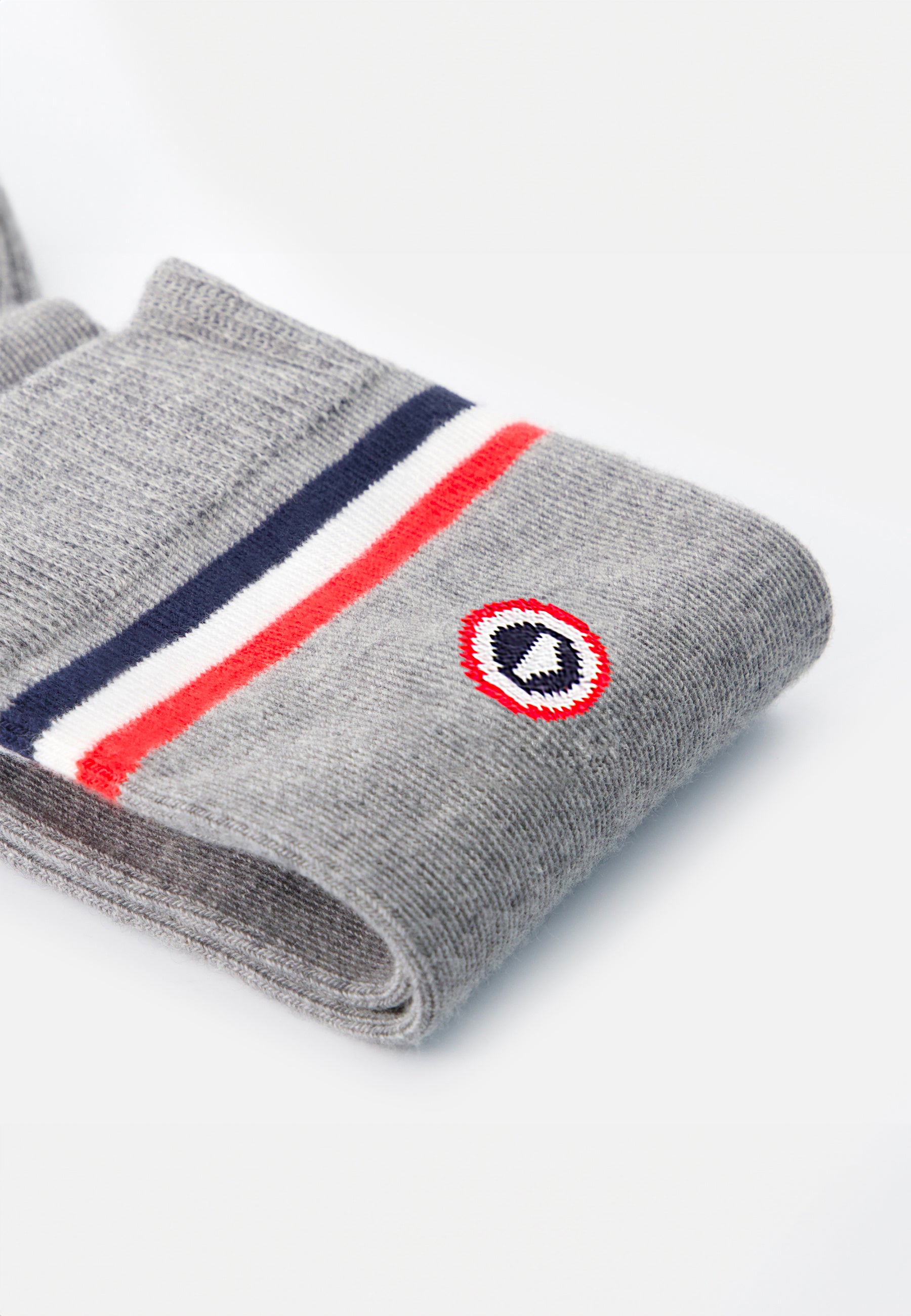 Chaussettes mi-hautes en coton - Lucas Drapeau Gris Chiné
