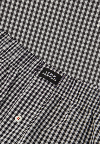 Caleçon à carreaux noir en coton - Jacques Carreaux Vichy Noir