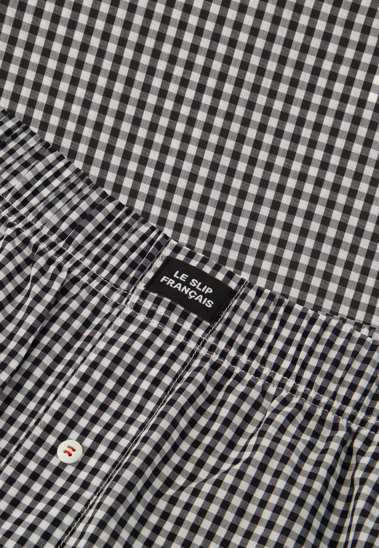 Caleçon à carreaux noir en coton - Jacques Carreaux Vichy Noir - Le Slip Français - 6