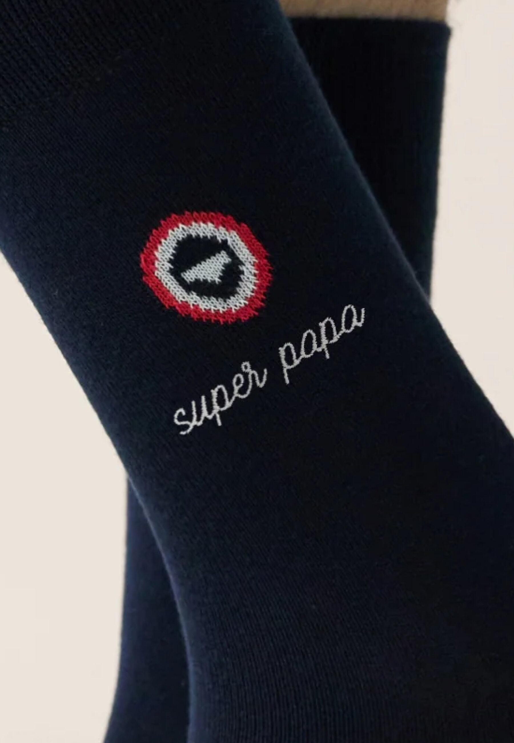 Chaussettes mi-hautes unies bleu marine - Robuste Marine Brodé Super Papa
