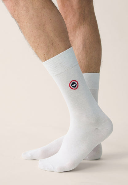 Lot de 2 chaussettes mi-hautes en coton - Chaussettes Marine Rayures Blanches Blanc