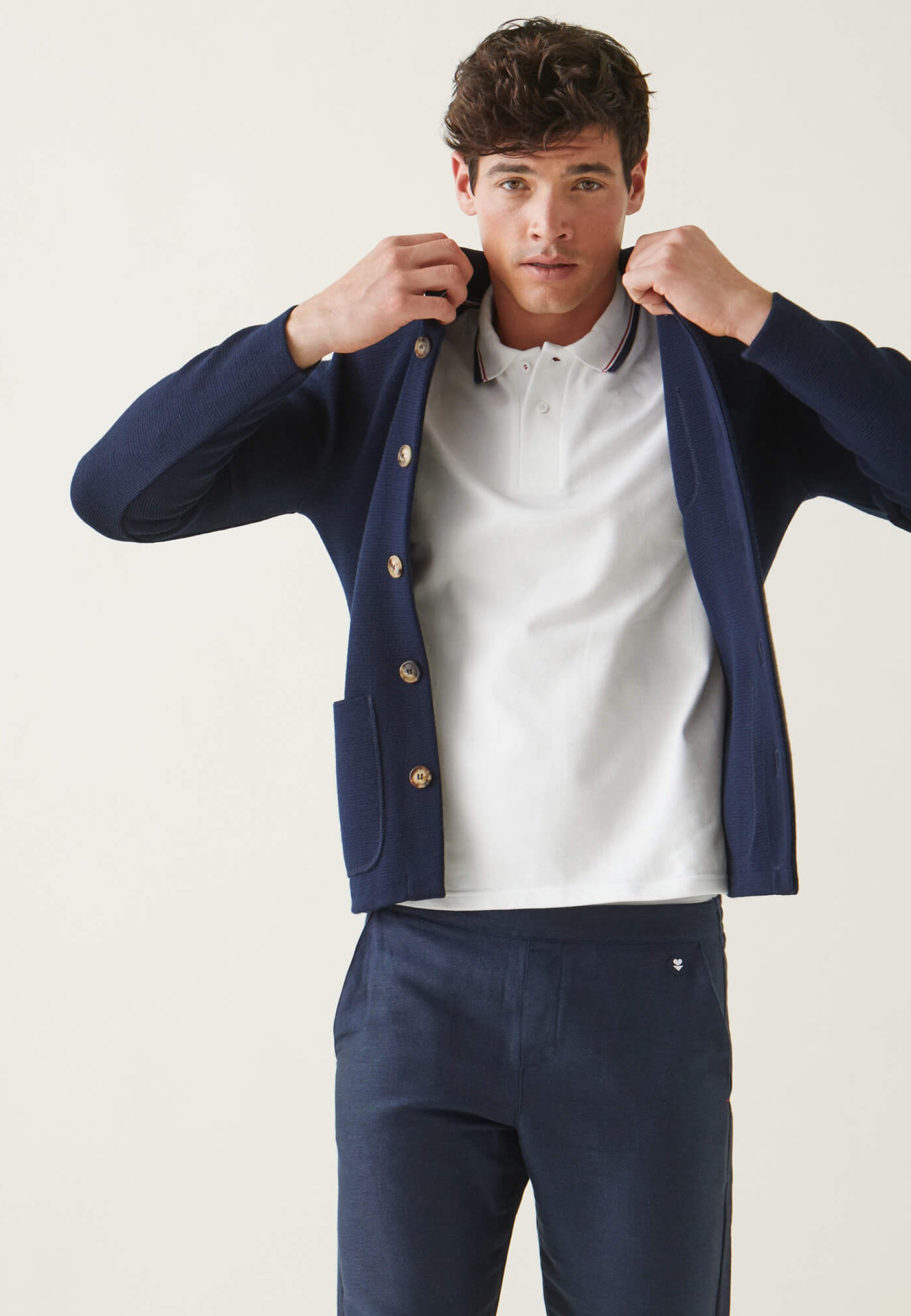 Men's navy blue knitted vest - Eloi Marine
